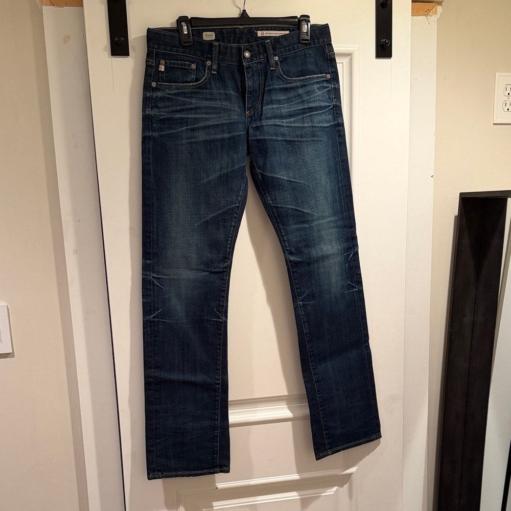 Ag Adriano Goldschmied ((Tom Boy Boyfriend) Dark Blue Straight Leg Jeans